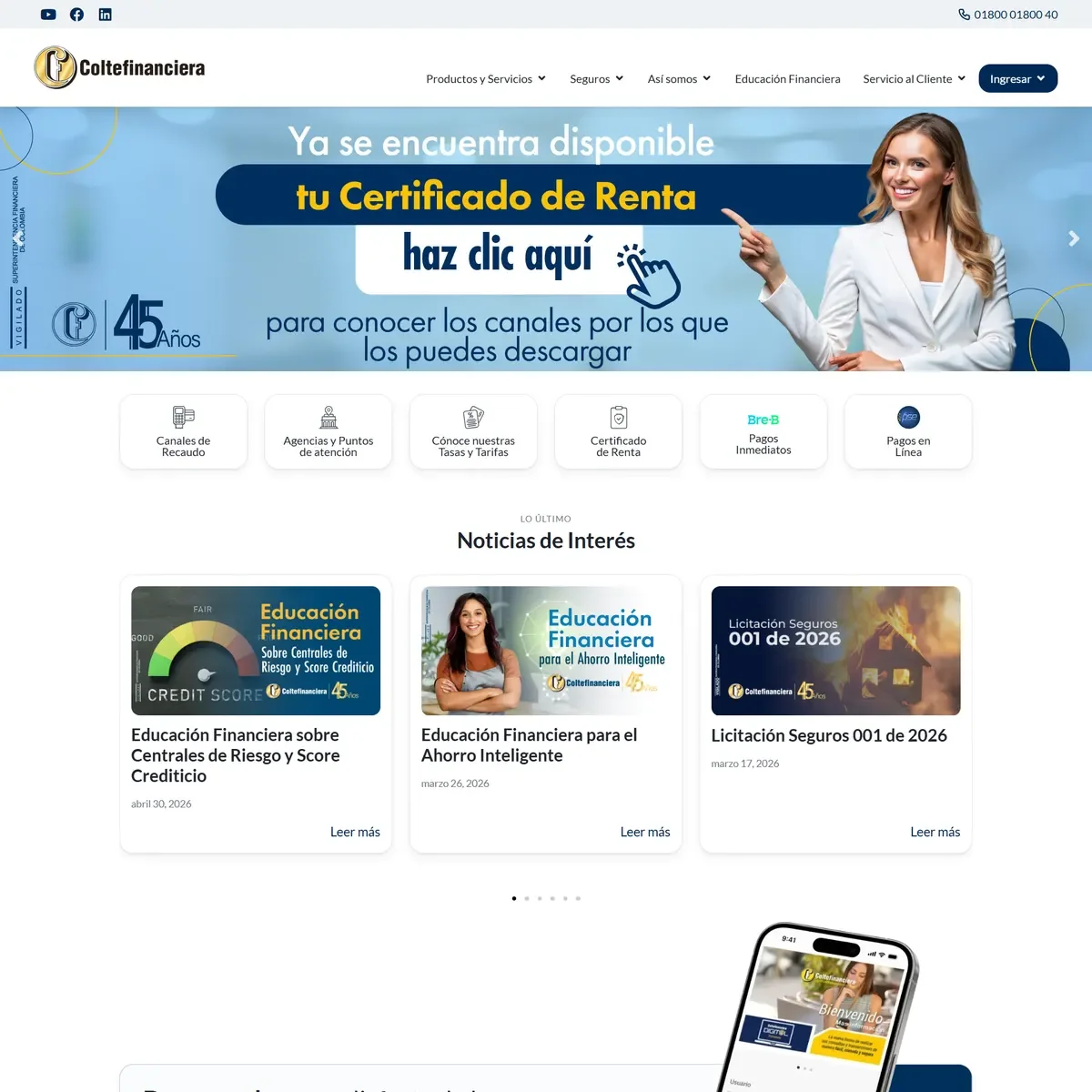 Screenshot of Coltefinanciera