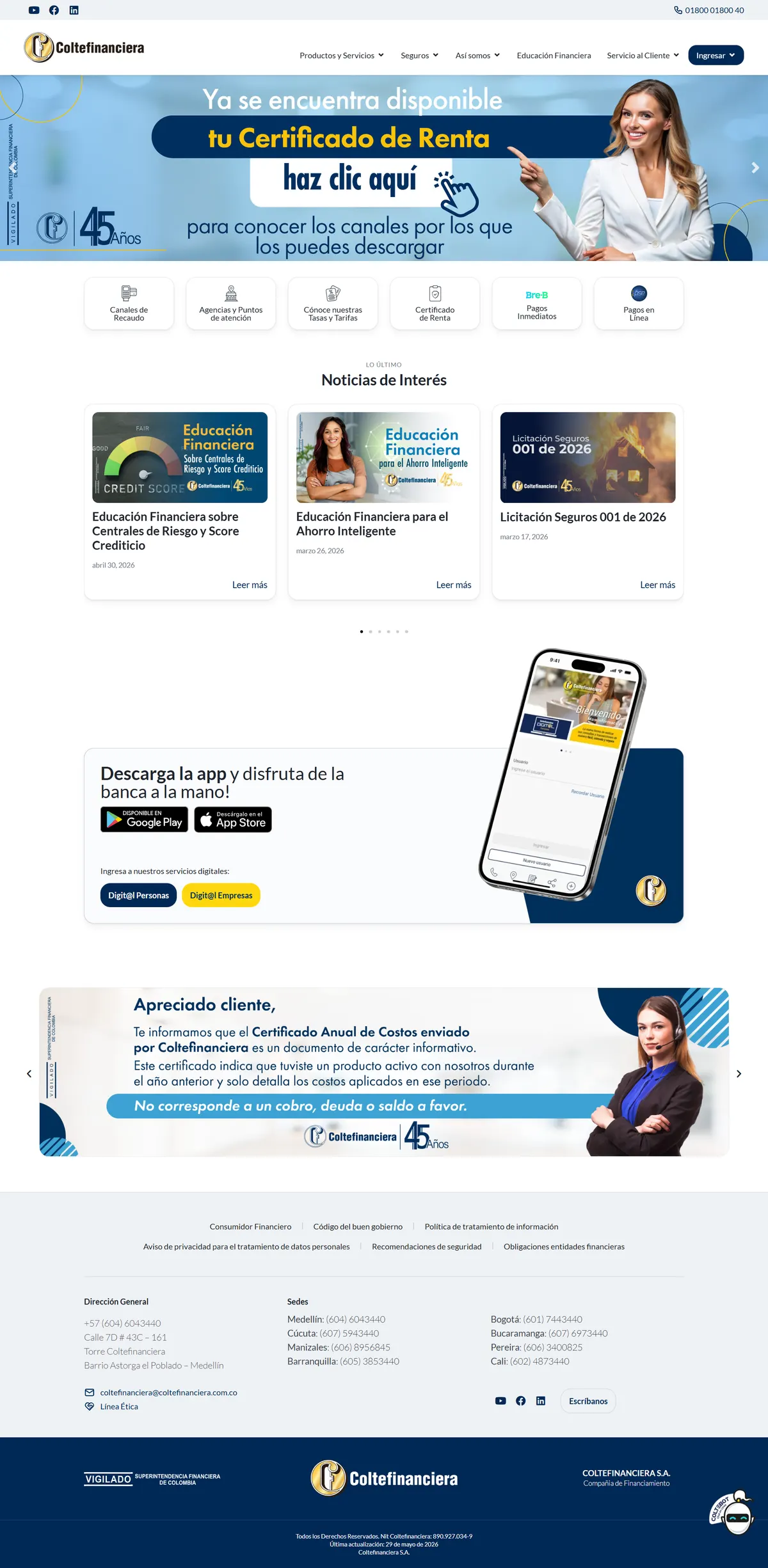 Screenshot of Coltefinanciera