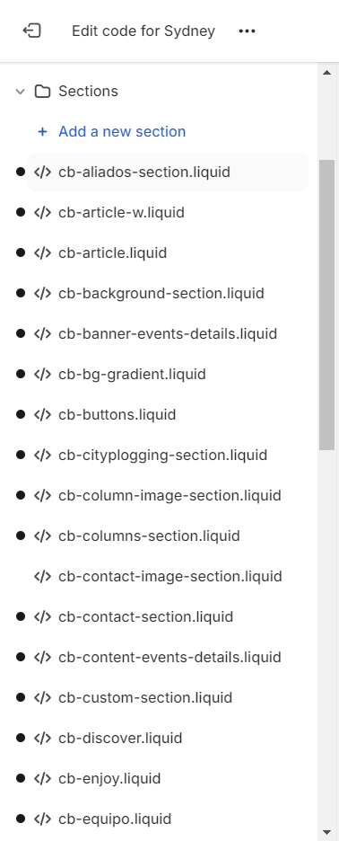 Some sections realized by CodeBulls